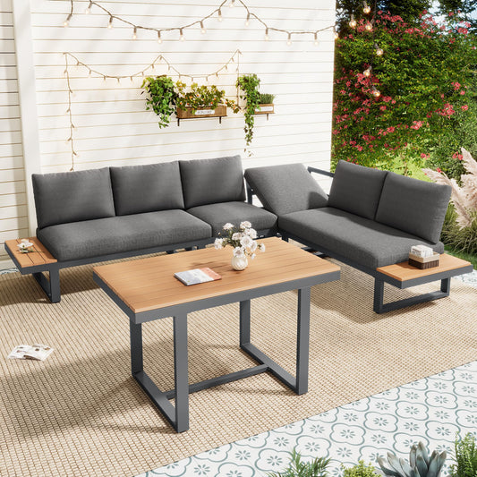 Gartenmöbel Set für 6 Personen, Sitzgruppe mit Sofa & Tisch