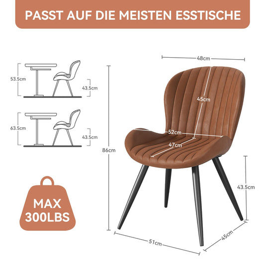 Esszimmerstühle 4er Set, Küchenstuhl mit Armlehnen Braun