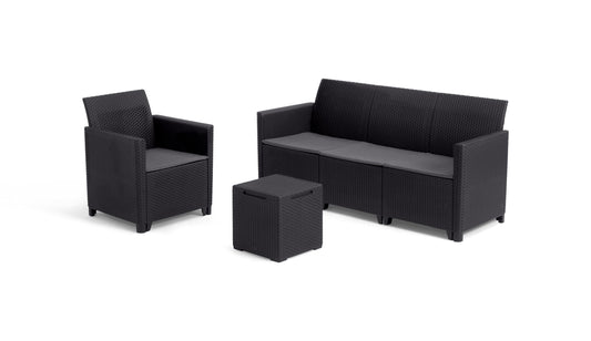 Nora Gartenmöbel Set, Lounge Set Grau für 4 Personen