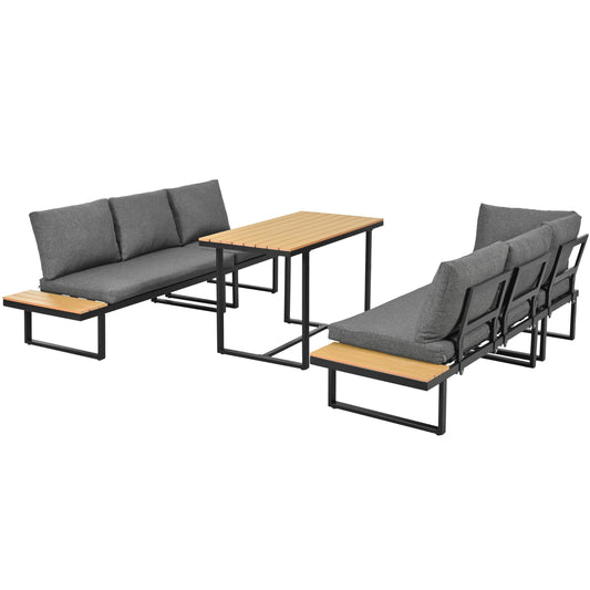 Gartenmöbel Set für 6 Personen, Sitzgruppe mit Sofa & Tisch