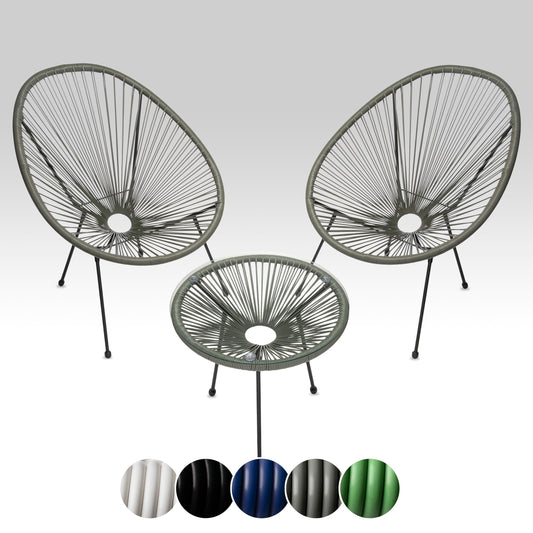 Acapulco Gartenstühle 2er Set mit Tisch, Retro Grau